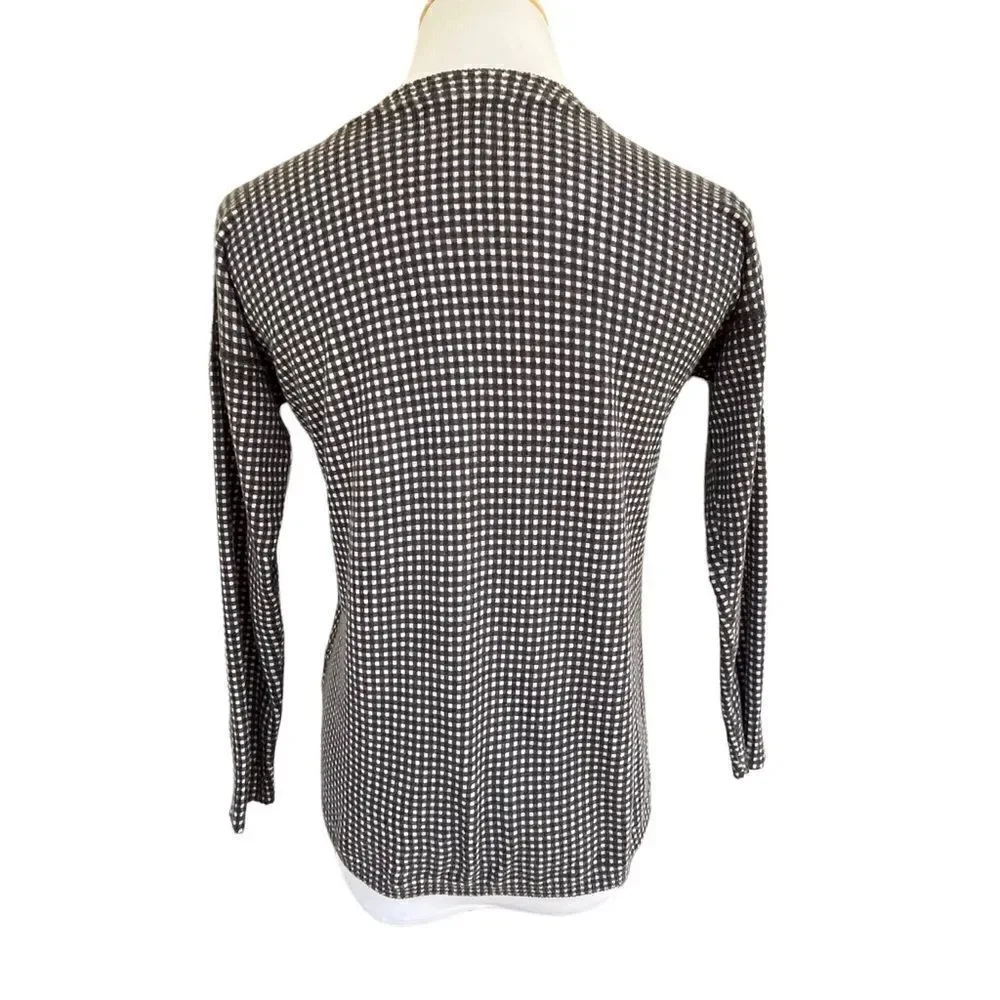 Duffield Lane Micro Gingham Cashmere Blend Sweater S